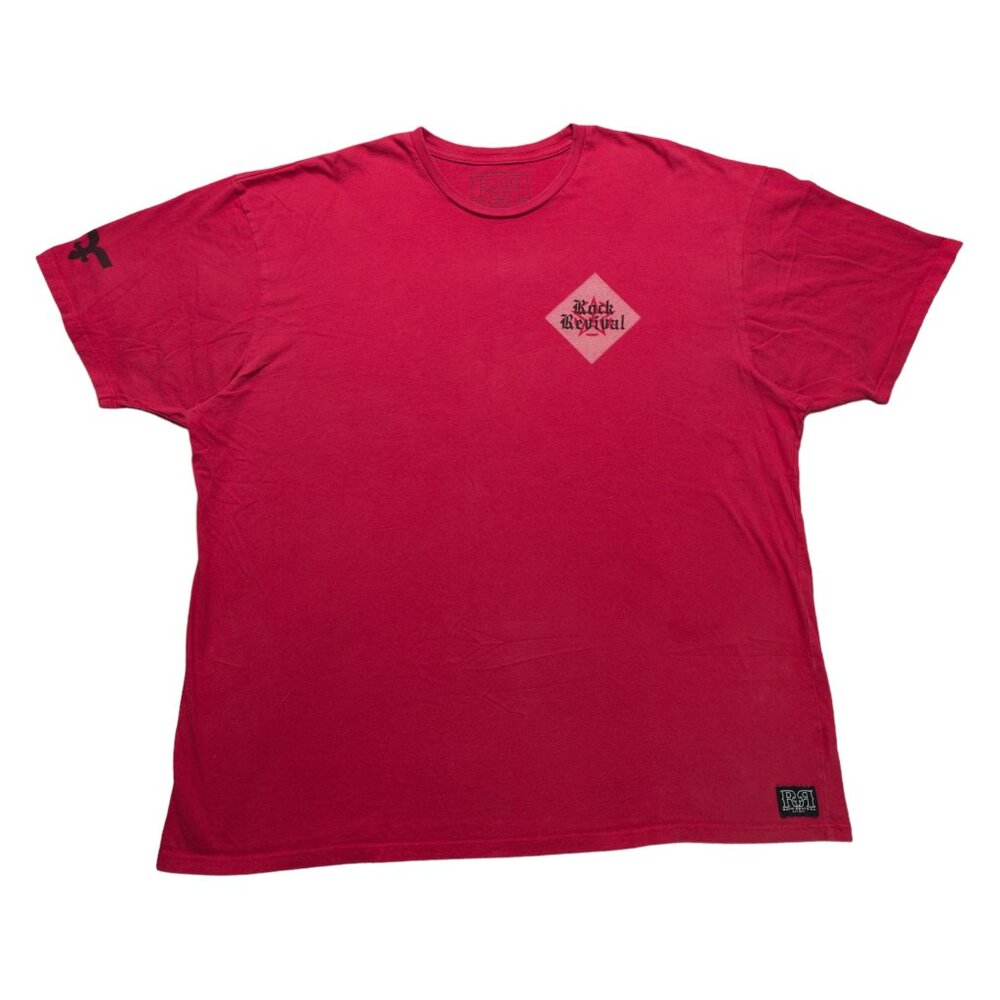 Rock Revival Short Sleeve Tshirt Mens Size 3XL Red Logo Print Casual Premium